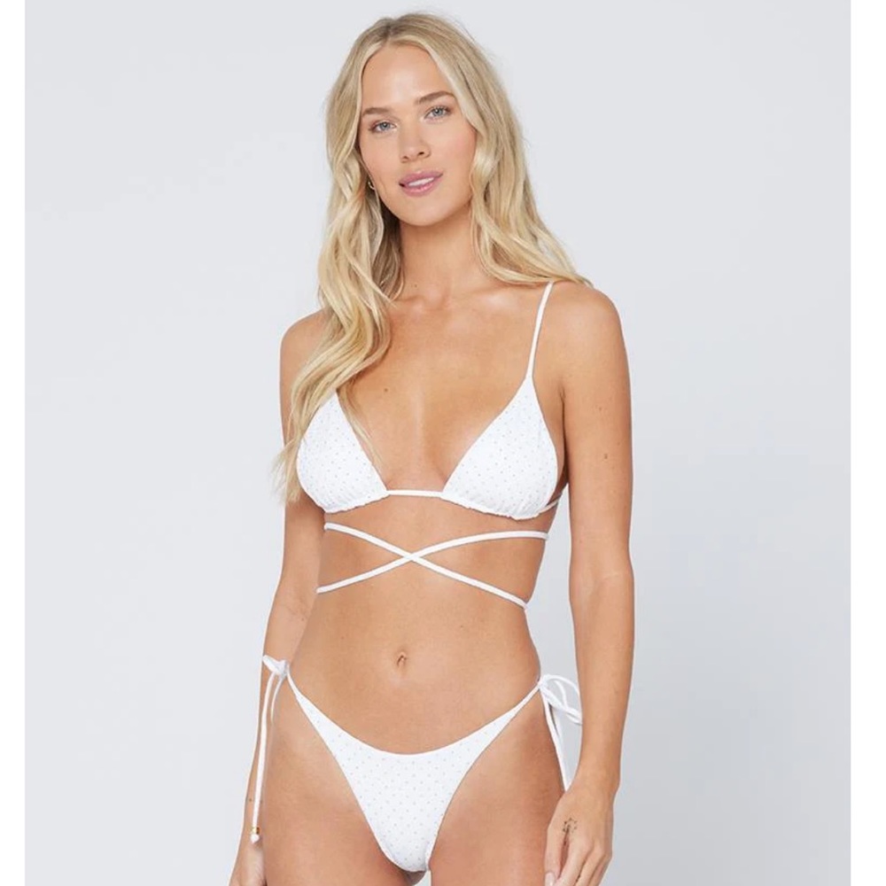 NWT L SPACE WHITE STUDDED BIKINI